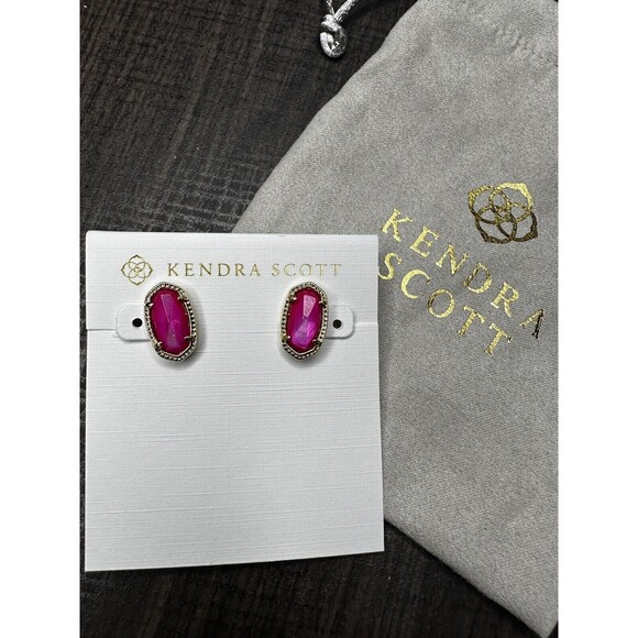 Kendra Scott Pink & Gold Stud Earrings New With Dust Bag - Picture 3 of 5